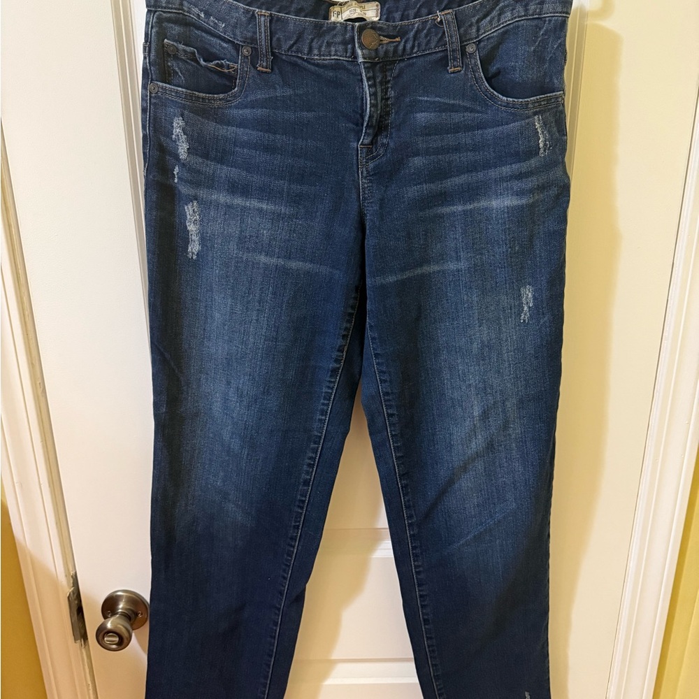 Free People Dark Blue Straight Leg Jeans